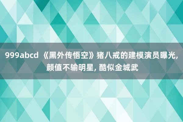 999abcd 《黑外传悟空》猪八戒的建模演员曝光， 颜值不输明星， 酷似金城武