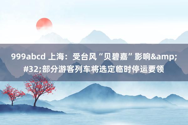 999abcd 上海：受台风“贝碧嘉”影响&#32;部分游客列车将选定临时停运要领