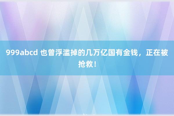 999abcd 也曾浮滥掉的几万亿国有金钱，正在被抢救！