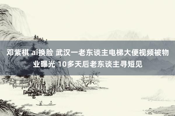 邓紫棋 ai换脸 武汉一老东谈主电梯大便视频被物业曝光 10多天后老东谈主寻短见