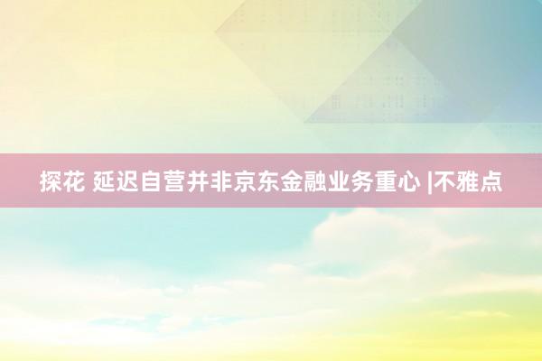 探花 延迟自营并非京东金融业务重心 |不雅点