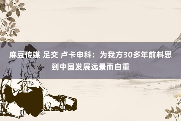 麻豆传媒 足交 卢卡申科：为我方30多年前料思到中国发展远景而自重