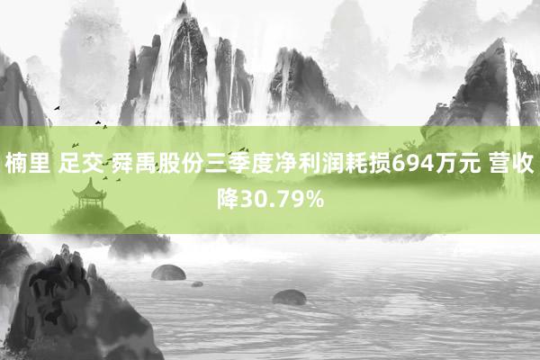 楠里 足交 舜禹股份三季度净利润耗损694万元 营收降30.79%