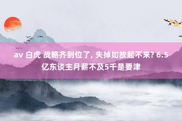 av 白虎 战略齐到位了， 失掉如故起不来? 6.5亿东谈主月薪不及5千是要津