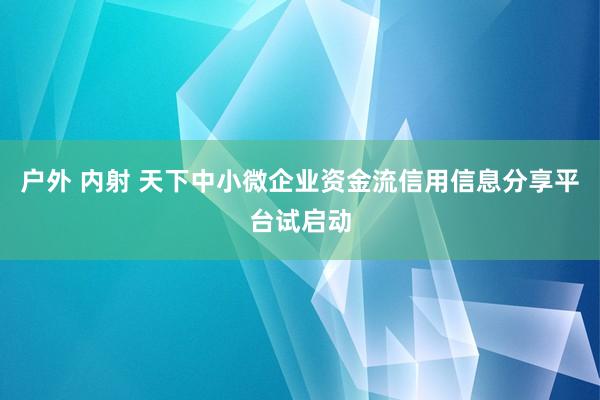 户外 内射 天下中小微企业资金流信用信息分享平台试启动