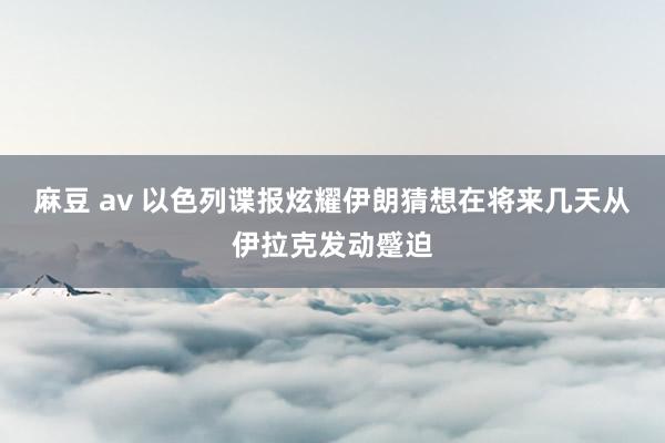 麻豆 av 以色列谍报炫耀伊朗猜想在将来几天从伊拉克发动蹙迫