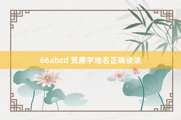 66abcd 荒原字地名正确读法