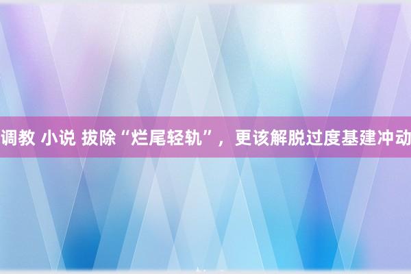 调教 小说 拔除“烂尾轻轨”，更该解脱过度基建冲动