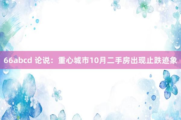 66abcd 论说：重心城市10月二手房出现止跌迹象