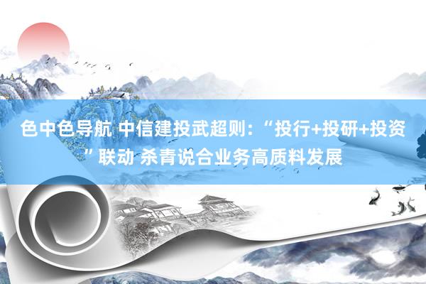 色中色导航 中信建投武超则: “投行+投研+投资”联动 杀青说合业务高质料发展