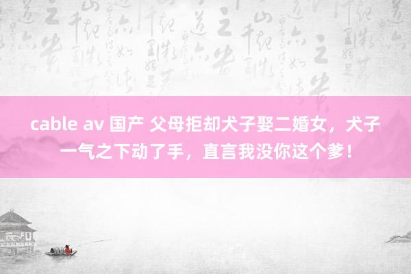 cable av 国产 父母拒却犬子娶二婚女，犬子一气之下动了手，直言我没你这个爹！