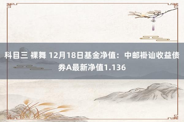 科目三 裸舞 12月18日基金净值：中邮褂讪收益债券A最新净值1.136