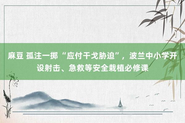 麻豆 孤注一掷 “应付干戈胁迫”，波兰中小学开设射击、急救等安全栽植必修课