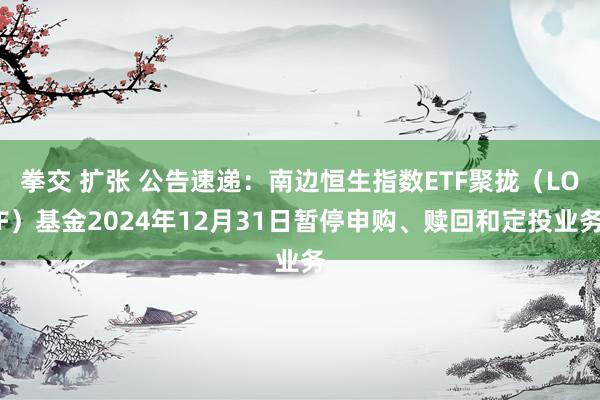 拳交 扩张 公告速递：南边恒生指数ETF聚拢（LOF）基金2024年12月31日暂停申购、赎回和定投业务