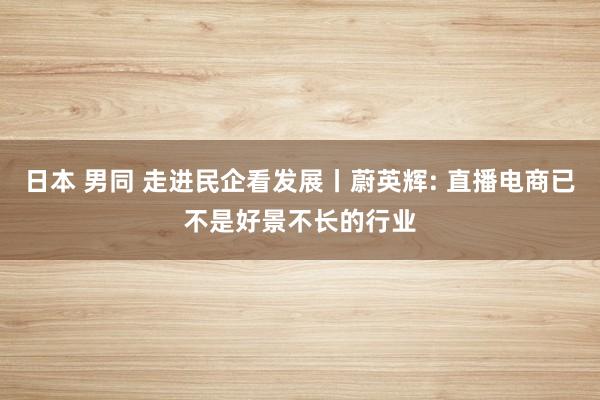 日本 男同 走进民企看发展丨蔚英辉: 直播电商已不是好景不长的行业