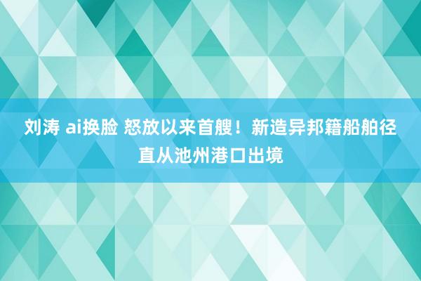 刘涛 ai换脸 怒放以来首艘！新造异邦籍船舶径直从池州港口出境