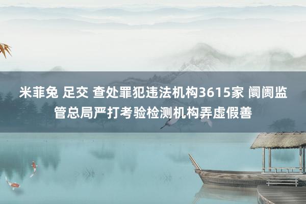 米菲兔 足交 查处罪犯违法机构3615家 阛阓监管总局严打考验检测机构弄虚假善