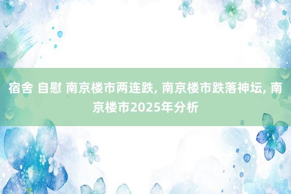 宿舍 自慰 南京楼市两连跌， 南京楼市跌落神坛， 南京楼市2025年分析