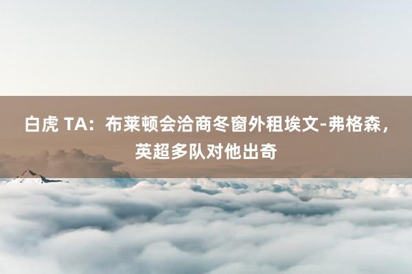 白虎 TA：布莱顿会洽商冬窗外租埃文-弗格森，英超多队对他出奇