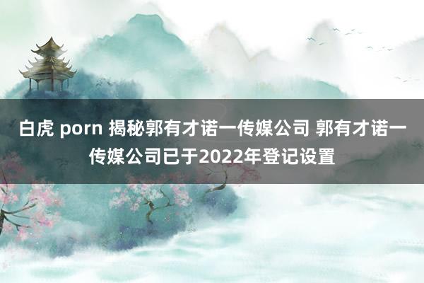 白虎 porn 揭秘郭有才诺一传媒公司 郭有才诺一传媒公司已于2022年登记设置