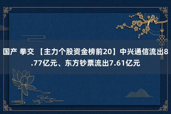 国产 拳交 【主力个股资金榜前20】中兴通信流出8.77亿元、东方钞票流出7.61亿元