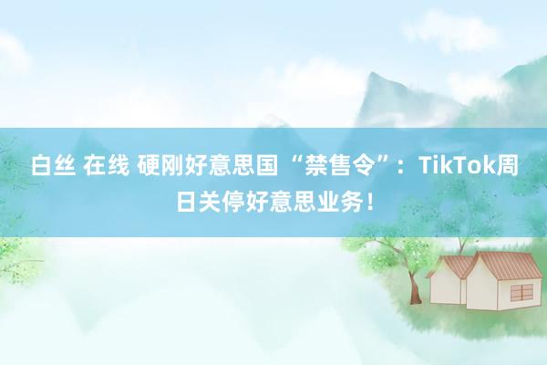 白丝 在线 硬刚好意思国 “禁售令”：TikTok周日关停好意思业务！