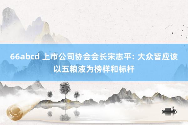 66abcd 上市公司协会会长宋志平: 大众皆应该以五粮液为榜样和标杆